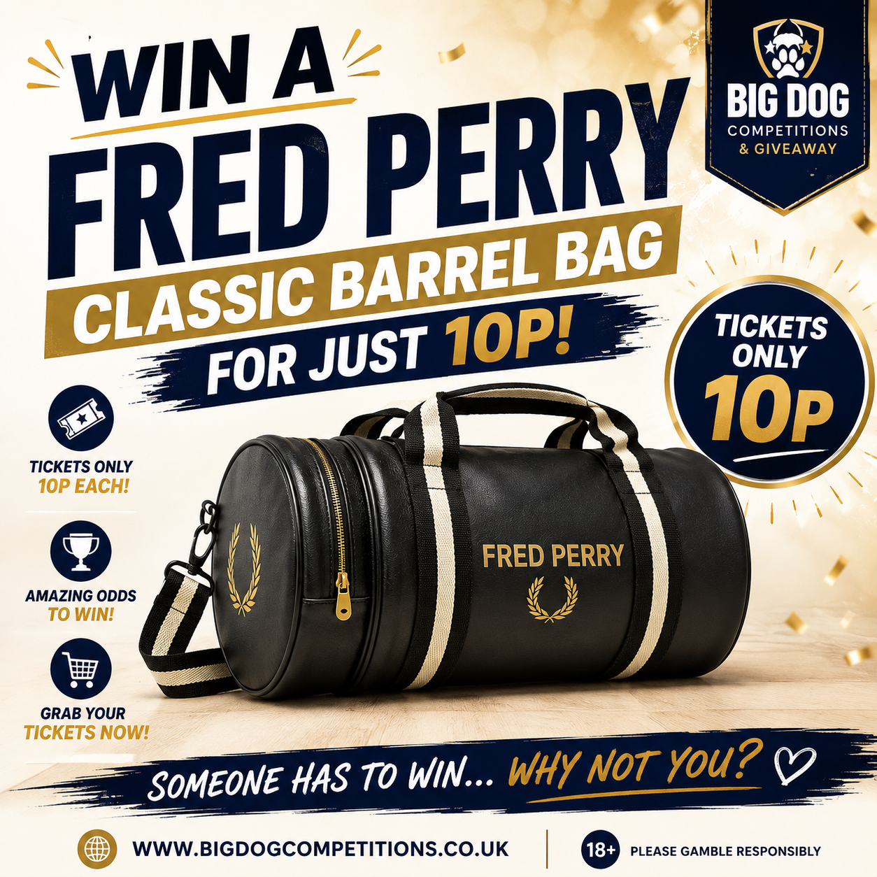 Win a Fred Perry Classic Barrel Bag